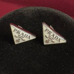 Upcycled and Stamped Stud Triangle Earrings in Silver